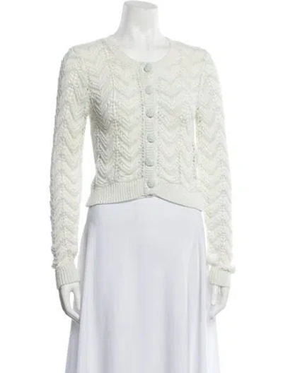 Pre-owned Loveshackfancy Patterned Crew Neck Sweater In White