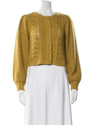 Pre-owned Loveshackfancy Patterned Crew Neck Sweater In Yellow