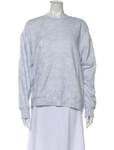 Pre-owned Loveshackfancy Patterned Crew Neck Sweatshirt In Blue