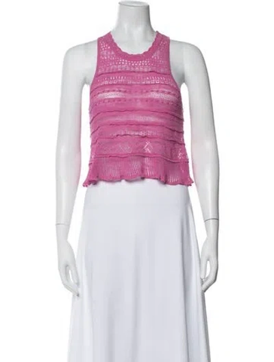 Pre-owned Loveshackfancy Patterned Crew Neck Top In Pink