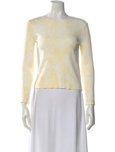 Pre-owned Loveshackfancy Patterned Crew Neck Top In Yellow