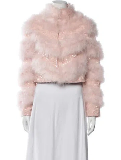 Pre-owned Loveshackfancy Patterned Faux Fur Jacket In Pink