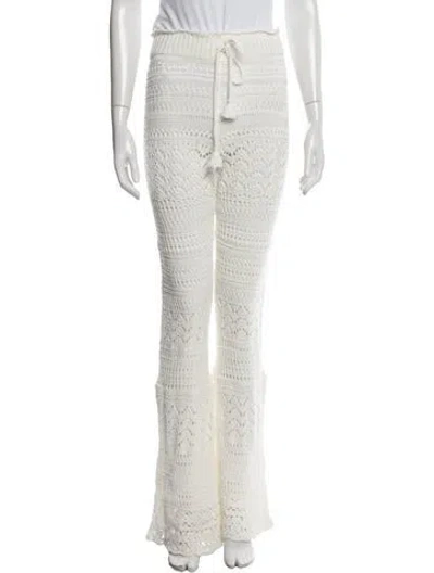 Pre-owned Loveshackfancy Patterned Flared Pants In White