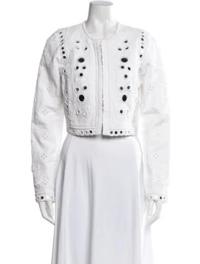 Pre-owned Loveshackfancy Patterned Jacket In White