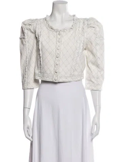 Pre-owned Loveshackfancy Patterned Jacket In White