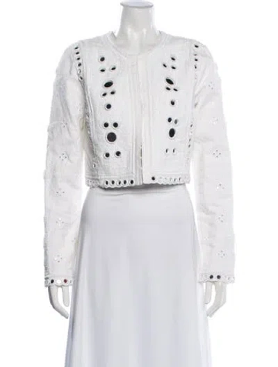 Pre-owned Loveshackfancy Patterned Jacket In White