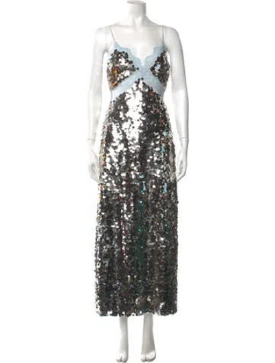 Pre-owned Loveshackfancy Patterned Long Dress In Multicolor