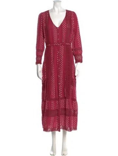 Pre-owned Loveshackfancy Patterned Long Dress In Red