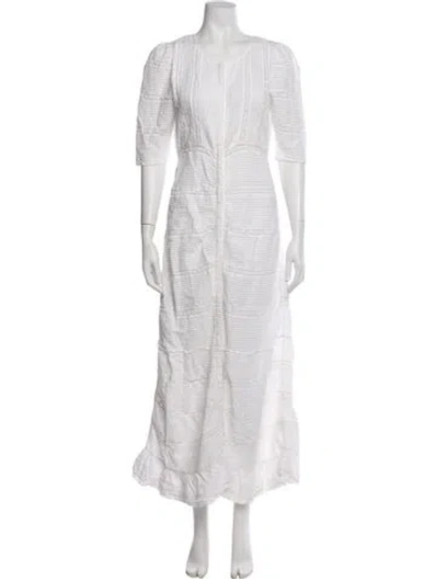 Pre-owned Loveshackfancy Patterned Long Dress In White