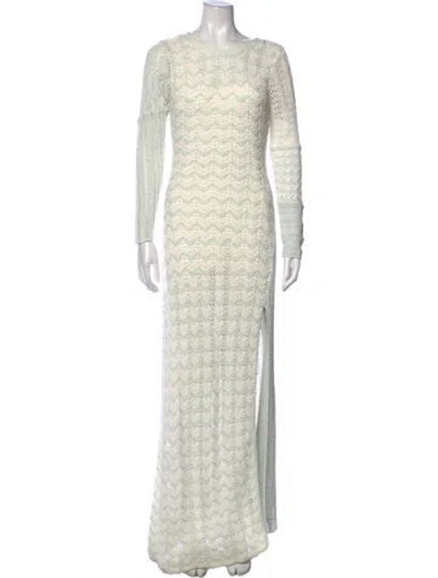 Pre-owned Loveshackfancy Patterned Long Dress In White
