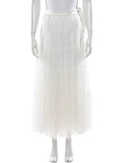Pre-owned Loveshackfancy Patterned Long Skirt In White