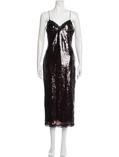 Pre-owned Loveshackfancy Patterned Midi Length Dress In Black