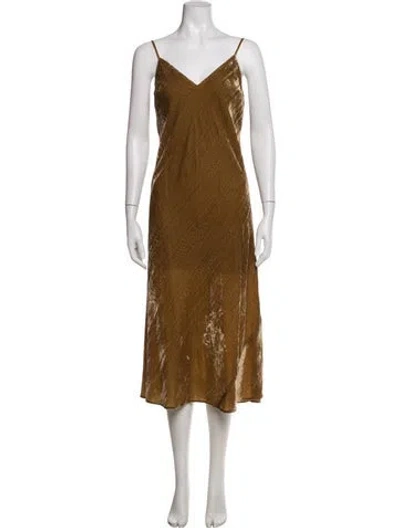 Pre-owned Loveshackfancy Patterned Midi Length Dress In Gold