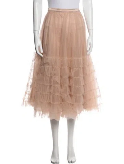 Pre-owned Loveshackfancy Patterned Midi Length Skirt In Metallic/pink