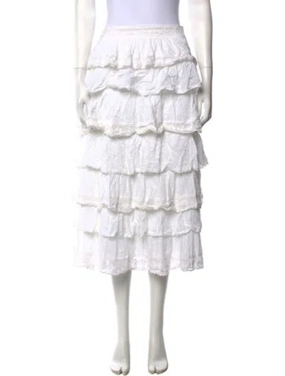 Pre-owned Loveshackfancy Patterned Midi Length Skirt In Neutrals