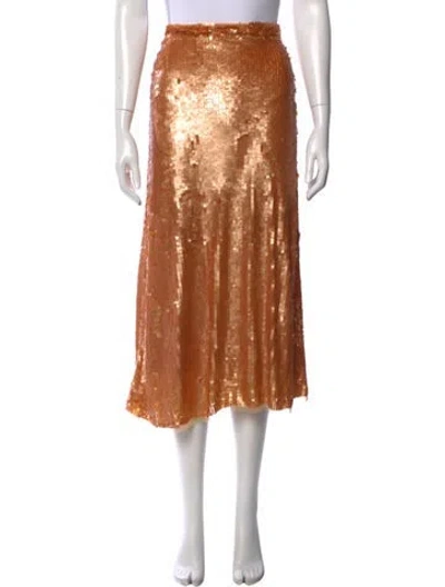 Pre-owned Loveshackfancy Patterned Midi Length Skirt In Orange