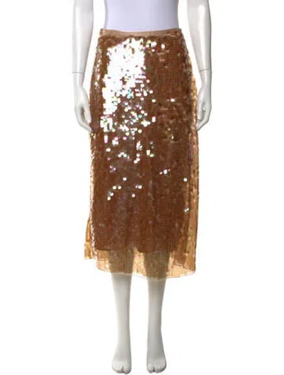 Pre-owned Loveshackfancy Patterned Midi Length Skirt In Orange