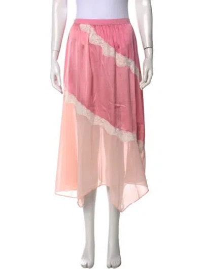 Pre-owned Loveshackfancy Patterned Midi Length Skirt In Pink