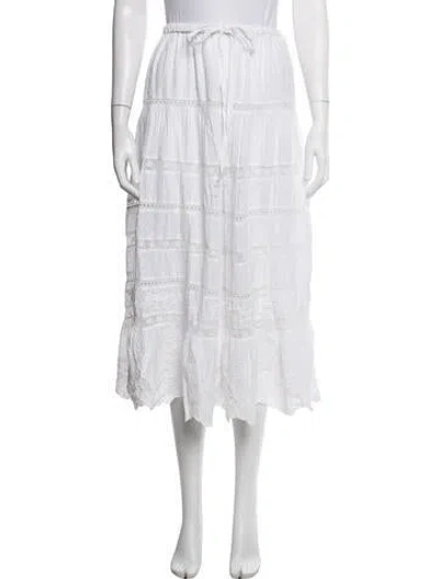 Pre-owned Loveshackfancy Patterned Midi Length Skirt In White