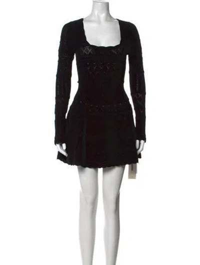 Pre-owned Loveshackfancy Patterned Mini Dress In Black
