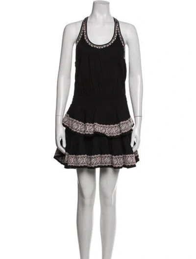 Pre-owned Loveshackfancy Patterned Mini Dress In Black