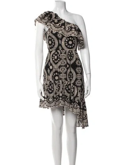 Pre-owned Loveshackfancy Patterned Mini Dress In Black