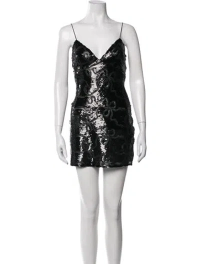 Pre-owned Loveshackfancy Patterned Mini Dress In Black