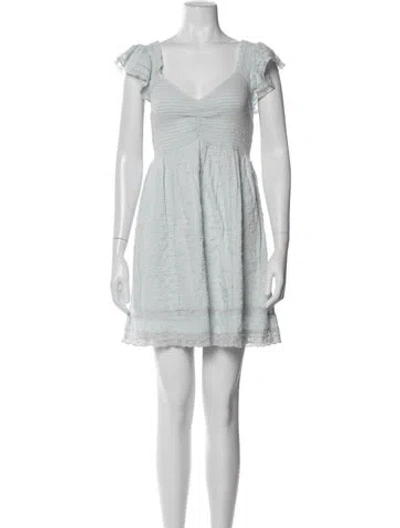 Pre-owned Loveshackfancy Patterned Mini Dress In Blue