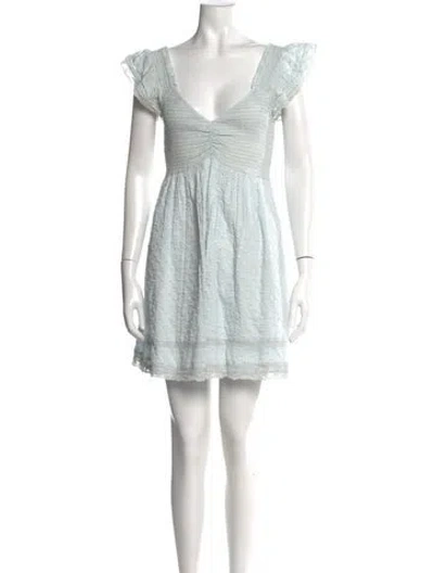Pre-owned Loveshackfancy Patterned Mini Dress In Blue