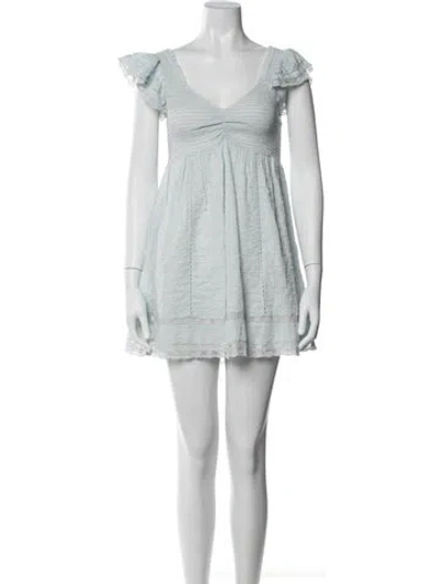 Pre-owned Loveshackfancy Patterned Mini Dress In Blue