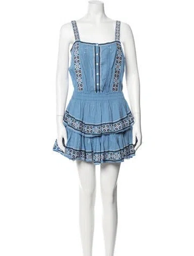 Pre-owned Loveshackfancy Patterned Mini Dress In Blue
