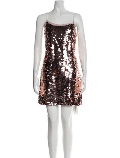 Pre-owned Loveshackfancy Patterned Mini Dress In Brown