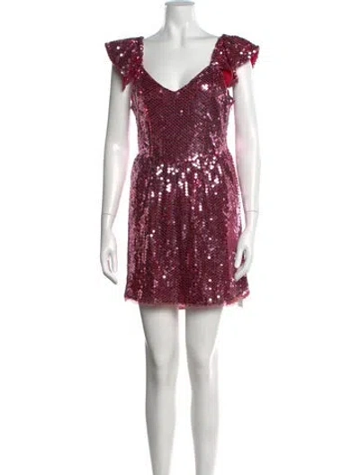 Pre-owned Loveshackfancy Patterned Mini Dress In Metallic/pink