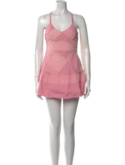 Pre-owned Loveshackfancy Patterned Mini Dress In Pink