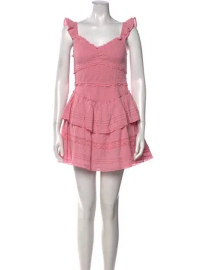 Pre-owned Loveshackfancy Patterned Mini Dress In Pink