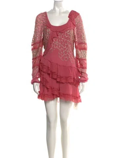 Pre-owned Loveshackfancy Patterned Mini Dress In Pink