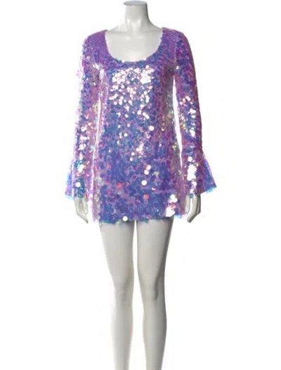 Pre-owned Loveshackfancy Patterned Mini Dress In Purple