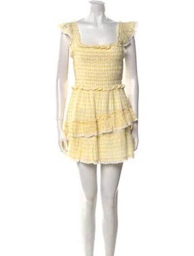Pre-owned Loveshackfancy Patterned Mini Dress W/ Tags In Yellow