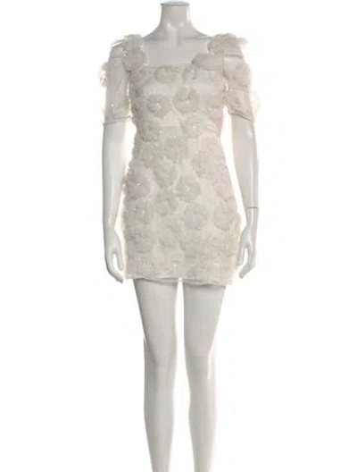 Pre-owned Loveshackfancy Patterned Mini Dress In White