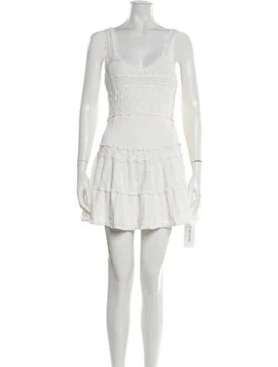 Pre-owned Loveshackfancy Patterned Mini Dress In White