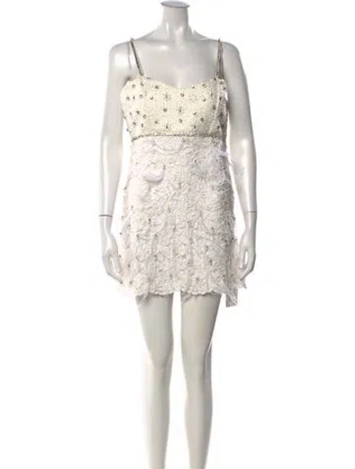 Pre-owned Loveshackfancy Patterned Mini Dress In White