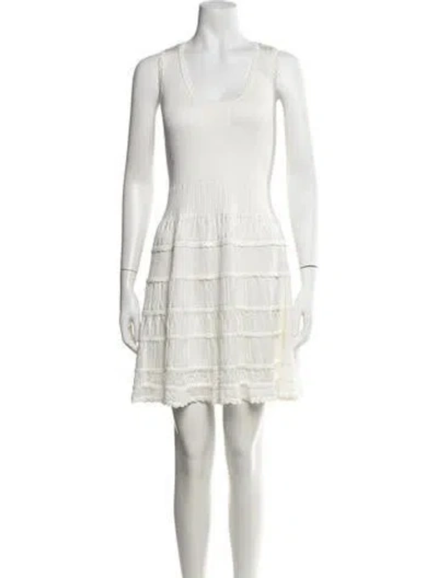 Pre-owned Loveshackfancy Patterned Mini Dress In White