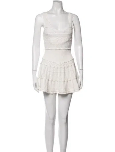 Pre-owned Loveshackfancy Patterned Mini Dress In White