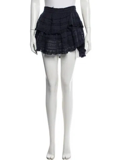 Pre-owned Loveshackfancy Patterned Mini Skirt In Blue