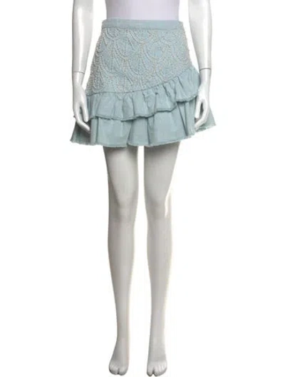 Pre-owned Loveshackfancy Patterned Mini Skirt In Blue