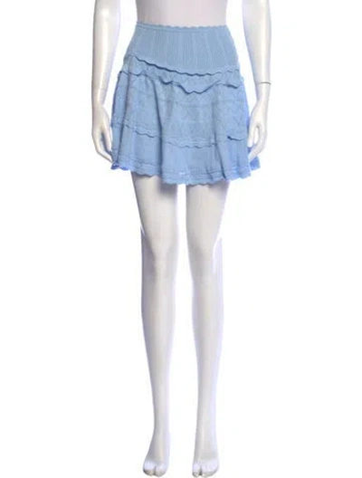 Pre-owned Loveshackfancy Patterned Mini Skirt In Blue