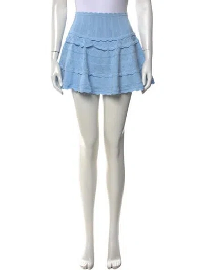 Pre-owned Loveshackfancy Patterned Mini Skirt In Blue