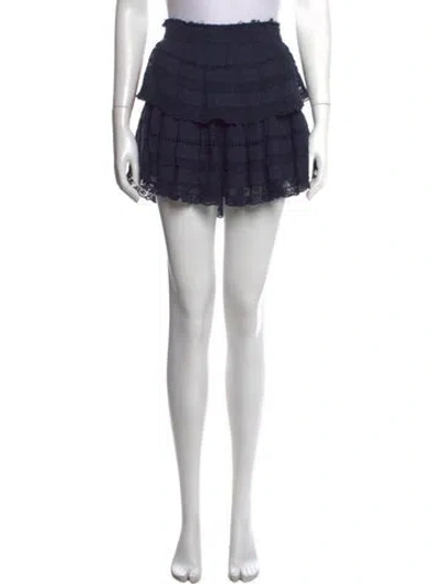 Pre-owned Loveshackfancy Patterned Mini Skirt In Blue