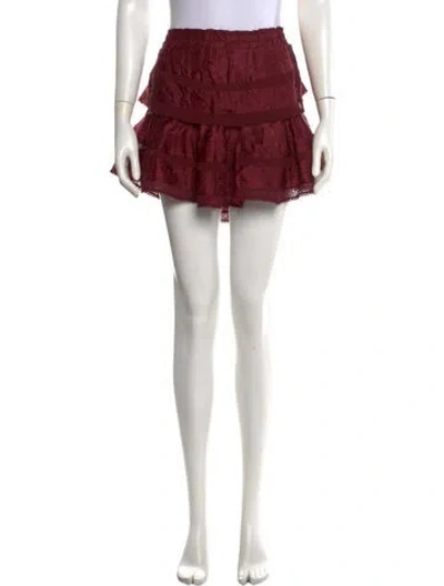 Pre-owned Loveshackfancy Patterned Mini Skirt In Burgundy