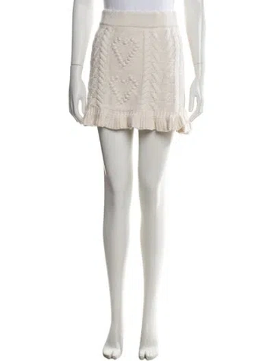 Pre-owned Loveshackfancy Patterned Mini Skirt In Neutral